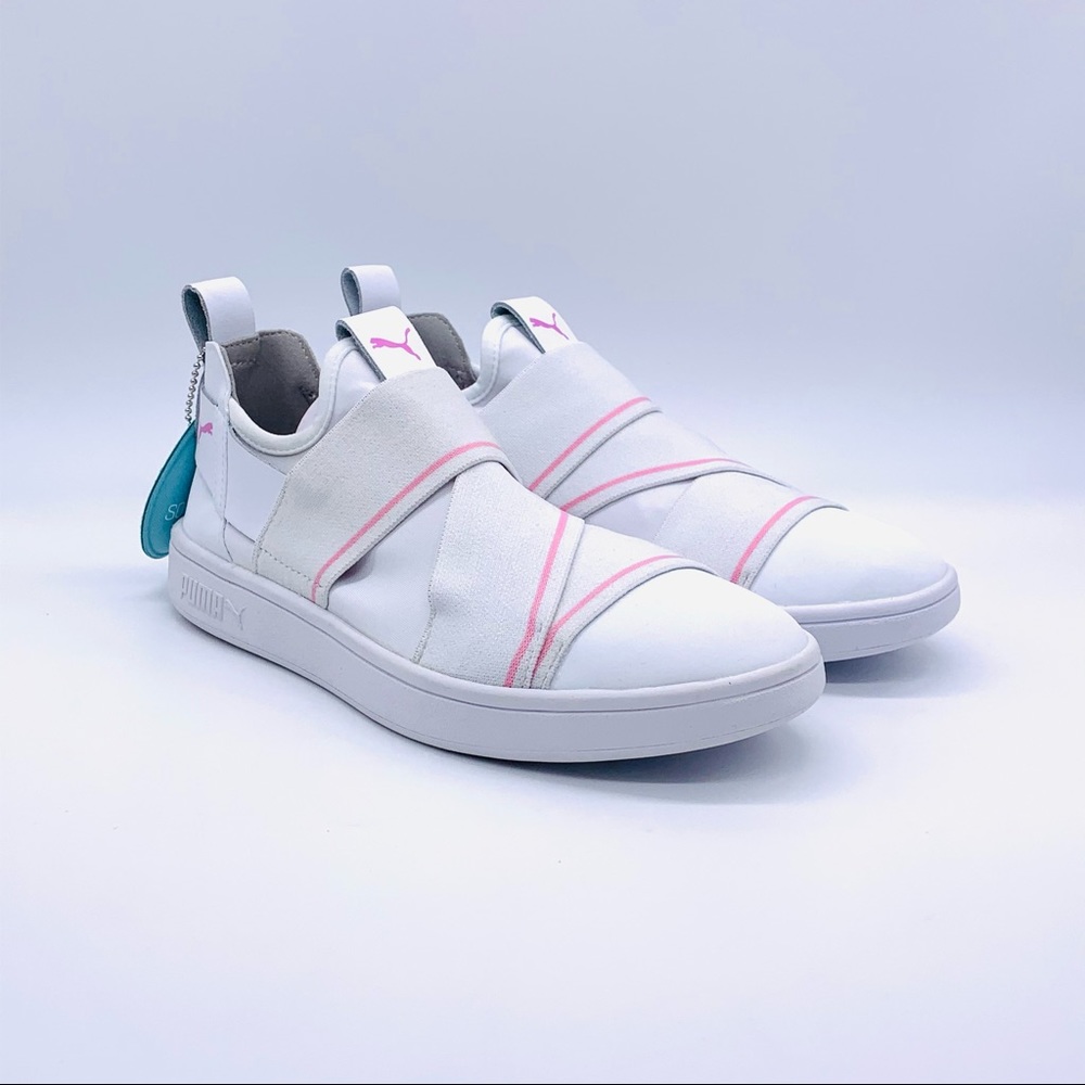 Puma Womens Smash V2 Slip On White-pale Pink Shoes - Picture 5 of 11